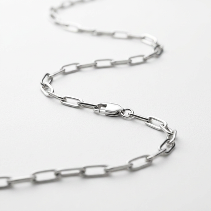 Sterling Silver Rhodium Plated Paperclip Chain (2.5 mm)
