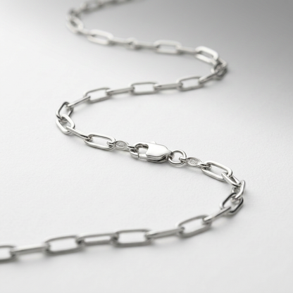 Sterling Silver Rhodium Plated Paperclip Chain (2.5 mm)