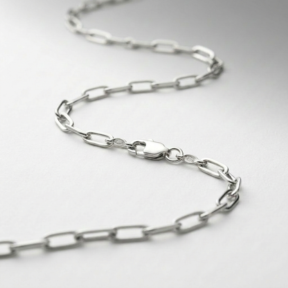 Sterling Silver Rhodium Plated Paperclip Chain (2.5 mm)