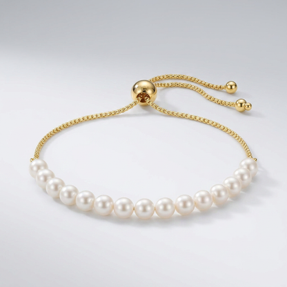 14k Yellow Gold Adjustable Friendship Bracelet with Pearls