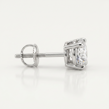 14k White Gold 8.0mm Round CZ Stud Earrings