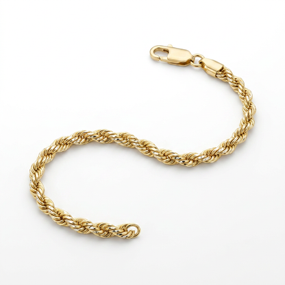 2.5mm 10k Yellow Gold Solid Diamond Cut Rope Bracelet