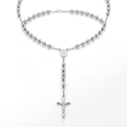 Rosary Chain and Large Bead Necklace in Sterling Silver