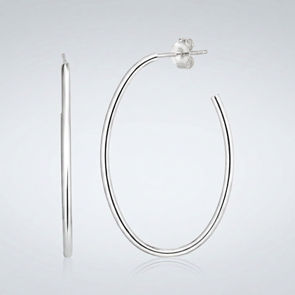 Sterling Silver Polished Oval Hoop Earrings