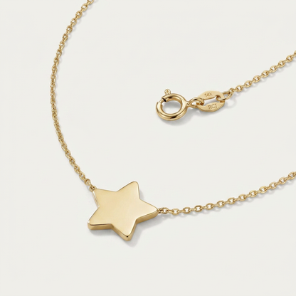 14k Yellow Gold Necklace with Five Pointed Star