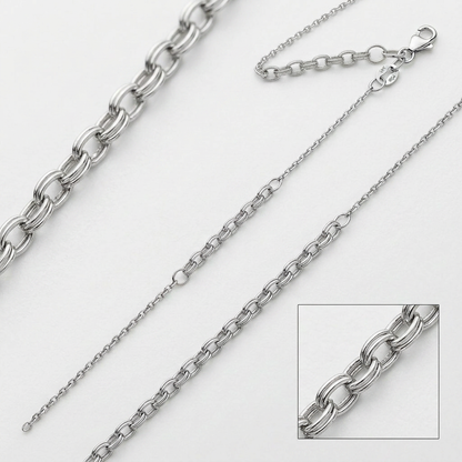 Double Extendable Cable Chain in 14k White Gold (1.0mm)