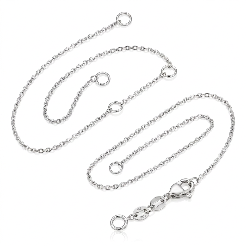 14k White Gold Adjustable Cable Chain 1.1mm