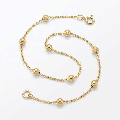 Bead Links Saturn Chain in 14k Yellow Gold (3.5mm)