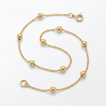 Bead Links Saturn Chain in 14k Yellow Gold (3.5mm)