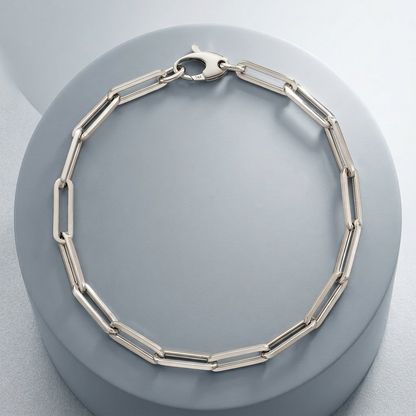 14K White Gold Bold Paperclip Chain Bracelet