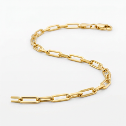 14k Yellow Gold Alternating Paperclip Bracelet (2.8mm)