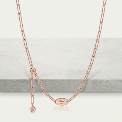 14k Rose Gold Adjustable Paperclip Chain 1.5mm