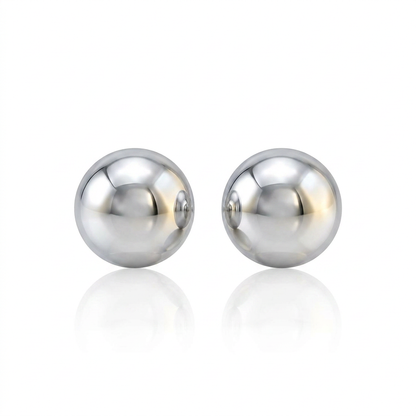 14k White Gold Spherical Stud Earrings (3.0 mm)