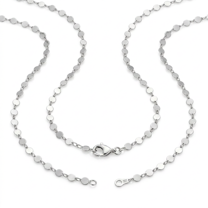 14k White Gold Necklace with Polished Circles