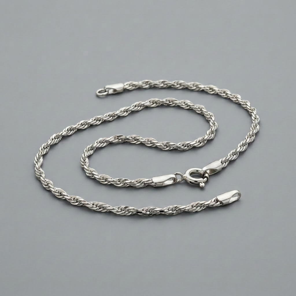 10k White Gold Singapore Bracelet 1.5mm