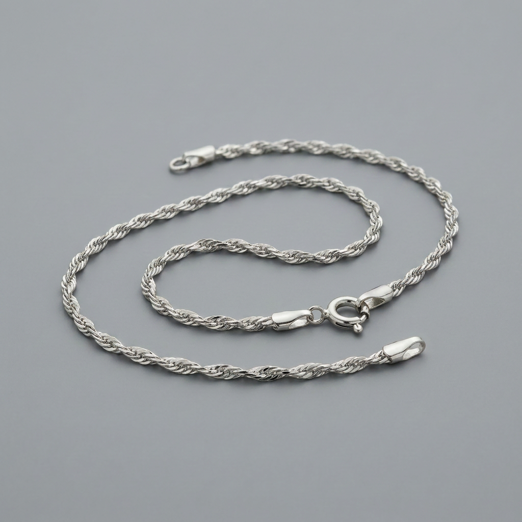 10k White Gold Singapore Bracelet 1.5mm