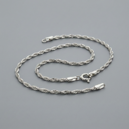 10k White Gold Singapore Bracelet 1.5mm