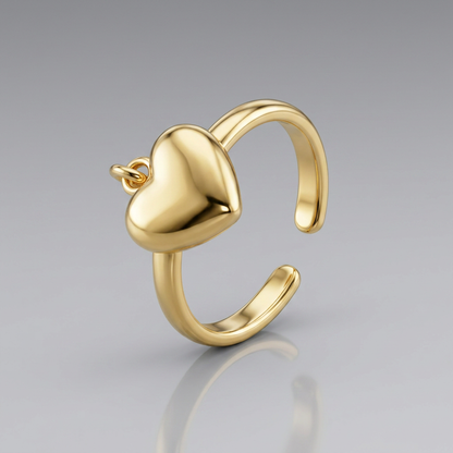 14k Yellow Gold Cuff Puffed Heart Toe Ring