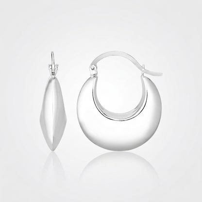 Sterling Silver Polished Puffed Hoop Earrings