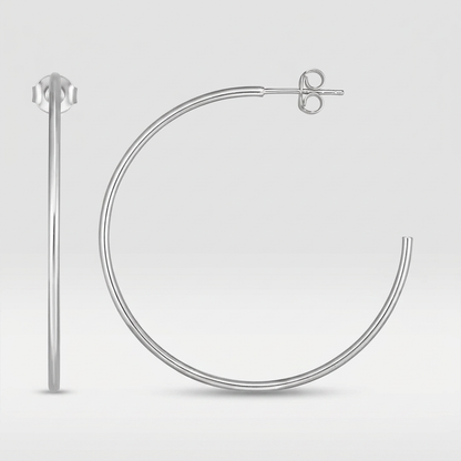14k White Gold Polished Hoop Earrings