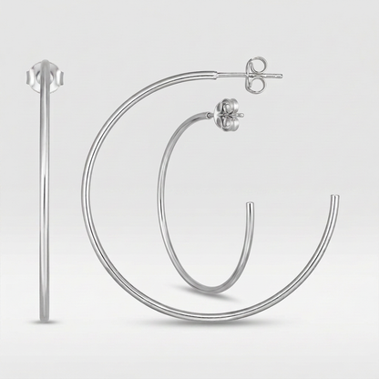 14k White Gold Polished Hoop Earrings