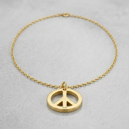 14k Yellow Gold with Peace Symbol Pendant