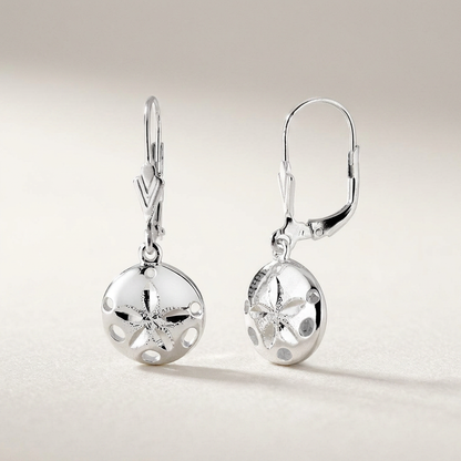 Sterling Silver Polished Sand Dollar Dangle Earrings