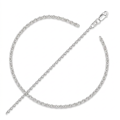 2.3mm 10k White Gold Rolo Anklet