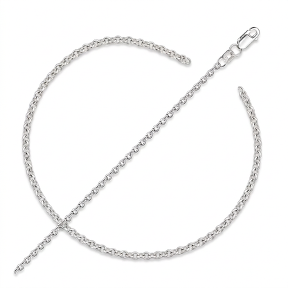 2.3mm 10k White Gold Rolo Anklet