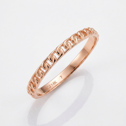 14k Rose Gold Ring with Bead Texture