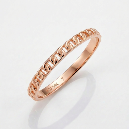 14k Rose Gold Ring with Bead Texture
