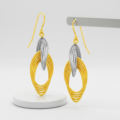 14k Two-Tone Gold Interlaced Multiple Row Earrings