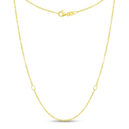 Double Extendable Diamond Cut Cable Chain in 14k Yellow Gold (1.4mm)