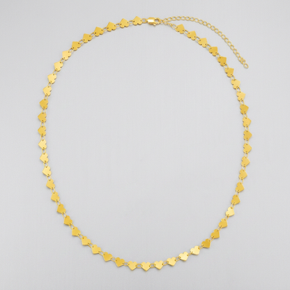 14k Yellow Gold Mirrored Heart Chain Necklace