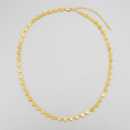 14k Yellow Gold Mirrored Heart Chain Necklace