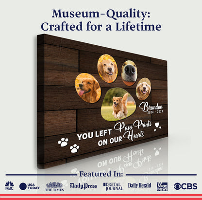 Pet Memorial Sign You Left Paw Prints On Our Hearts
