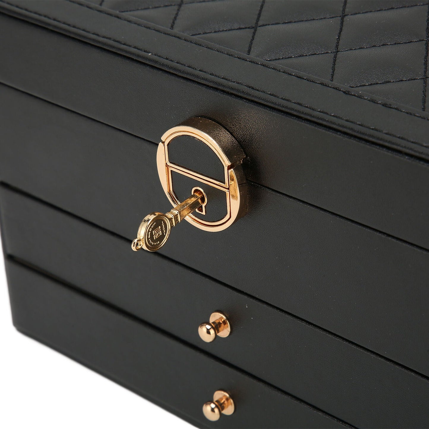 3 Layer Leather Jewelry Box Organizer Case with Compartments 23x17cm