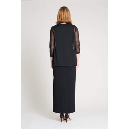 Connected NINA Black Eyelash Metallic floor-length dress, Size 6