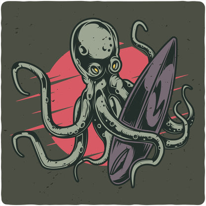 Octopus Men's Bamboo Viscose/Organic Cotton Short Sleeve Graphic T-Shirt