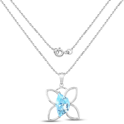 10.58 ct. Genuine Swiss Blue Topaz .925 Sterling Silver Pendant