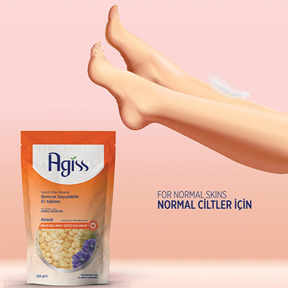 Agiss Natural Hair Removal Wax for Normal Skin - 220g, Easy & Effective Body Waxing