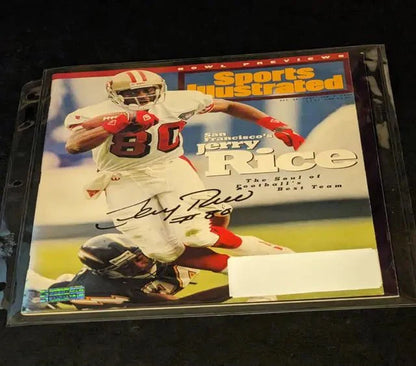 Jerry Rice autographed sports illustrated magazine with coa