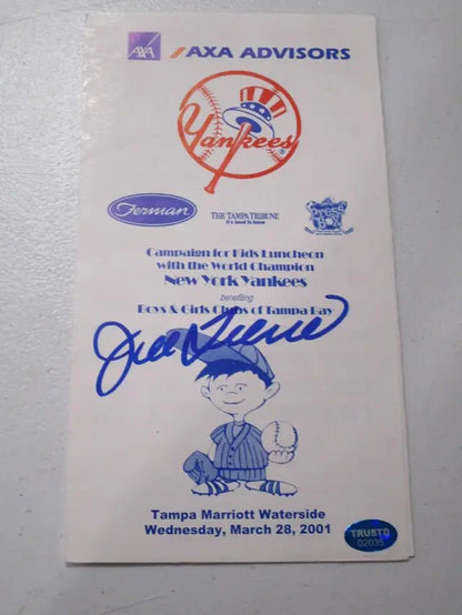 Joe Torre Yankees Signed Program (TAA COA)
