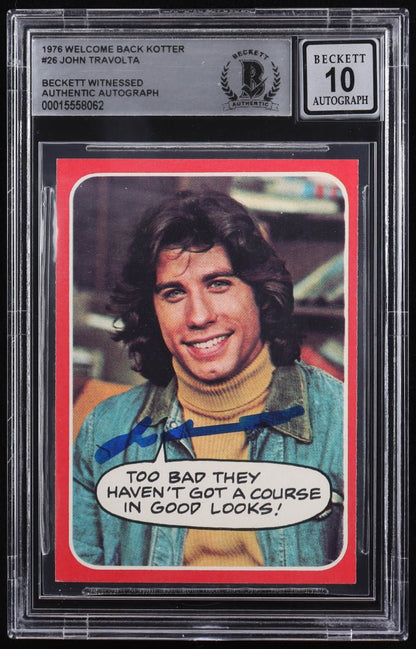 John Travolta Signed 1976 Welcome Back Kotter #26 (BGS 10)