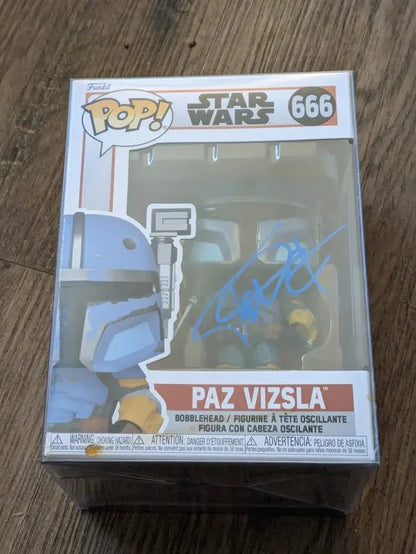 Tait Fletcher Signed Paz Vizsla Funko Pop #666, Star Wars (COA)
