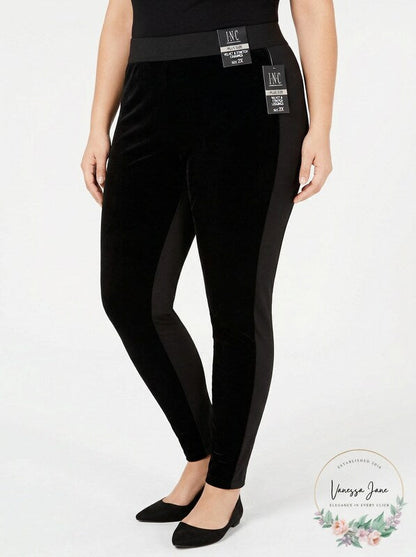 I.n.c. Shaping Plus Size Velvet & Stretch Leggings, Size 2X