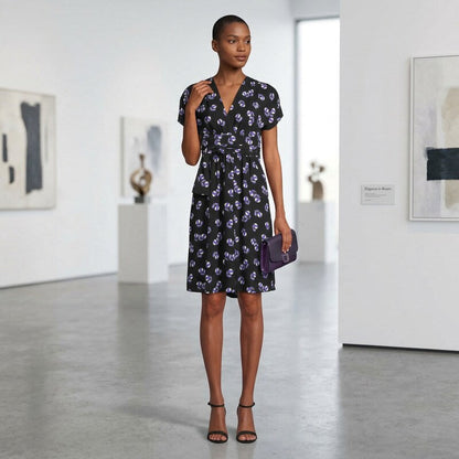 Anne Klein Women's Print Faux Wrap a-Line Dress, Size 10