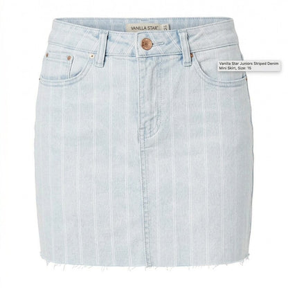 Vanilla Star Juniors Striped Denim Mini Skirt Size 15