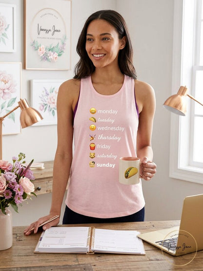 Freeze 24-7 Juniors Emoji Days Of The Week Graphic Tank Top, Size Small