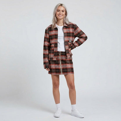 Volcom Juniors Frochickie Plaid Zip-Front Jacket, Size Large